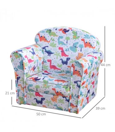 Children's Armchair Kids Sofa Tub Chair Seat Cartoon Flannel Wooden Non-slip