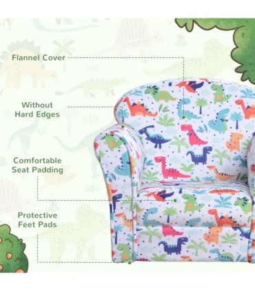 Children's Armchair Kids Sofa Tub Chair Seat Cartoon Flannel Wooden Non-slip