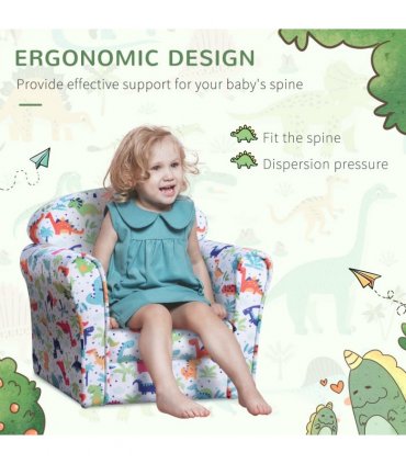 Children's Armchair Kids Sofa Tub Chair Seat Cartoon Flannel Wooden Non-slip