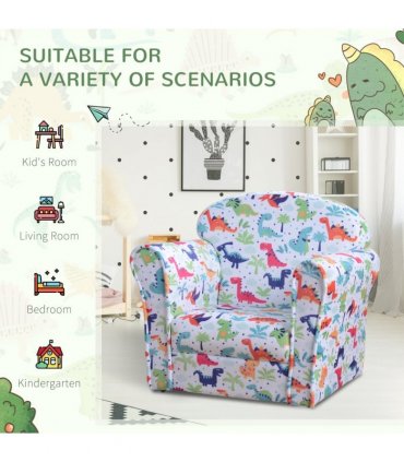 Children's Armchair Kids Sofa Tub Chair Seat Cartoon Flannel Wooden Non-slip