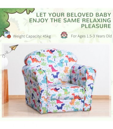 Children's Armchair Kids Sofa Tub Chair Seat Cartoon Flannel Wooden Non-slip
