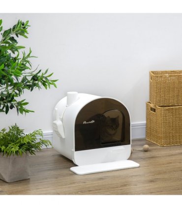 Cat Litter Tray Hooded Kitten Toilet w/ Scoop, Filter, Flap Door 43 x 44 x 47cm