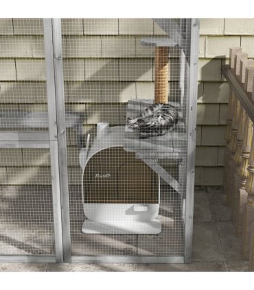 Cat Litter Tray Hooded Kitten Toilet w/ Scoop, Filter, Flap Door 43 x 44 x 47cm