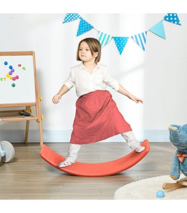Balance Board Red PE 19.5H x 82L x 27.5Wcm Kids Wobble Board Stepping Stone