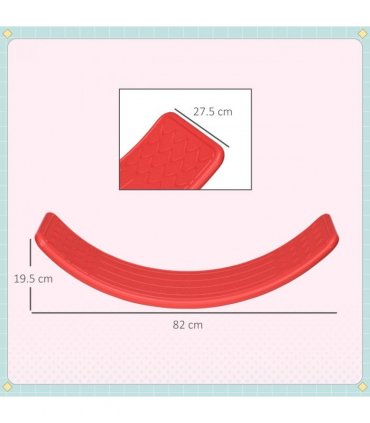 Balance Board Red PE 19.5H x 82L x 27.5Wcm Kids Wobble Board Stepping Stone