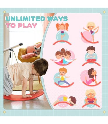 Balance Board Red PE 19.5H x 82L x 27.5Wcm Kids Wobble Board Stepping Stone