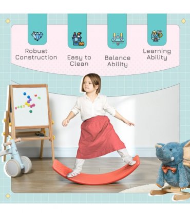 Balance Board Red PE 19.5H x 82L x 27.5Wcm Kids Wobble Board Stepping Stone