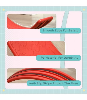 Balance Board Red PE 19.5H x 82L x 27.5Wcm Kids Wobble Board Stepping Stone