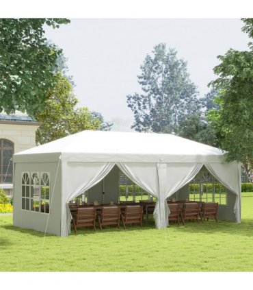Outsunny 3 x 6m Pop Up Gazebo Height Adjustable Party Tent w/ Storage Bag Black