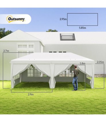 Outsunny 3 x 6m Pop Up Gazebo Height Adjustable Party Tent w/ Storage Bag Black