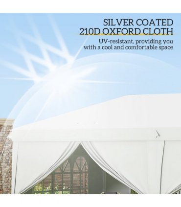 Outsunny 3 x 6m Pop Up Gazebo Height Adjustable Party Tent w/ Storage Bag Black