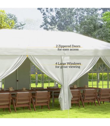 Outsunny 3 x 6m Pop Up Gazebo Height Adjustable Party Tent w/ Storage Bag Black