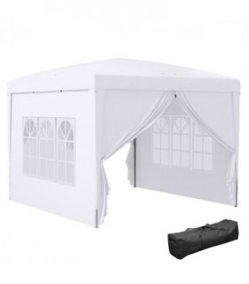 Outsunny 3mx3m Pop Up Gazebo Party Tent Canopy Marquee with Storage Bag White