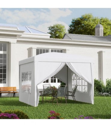 Outsunny 3mx3m Pop Up Gazebo Party Tent Canopy Marquee with Storage Bag White
