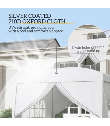 Outsunny 3mx3m Pop Up Gazebo Party Tent Canopy Marquee with Storage Bag White