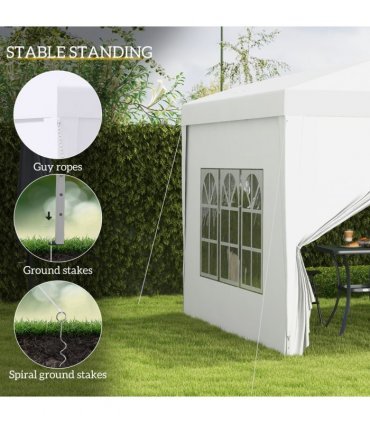 Outsunny 3mx3m Pop Up Gazebo Party Tent Canopy Marquee with Storage Bag White