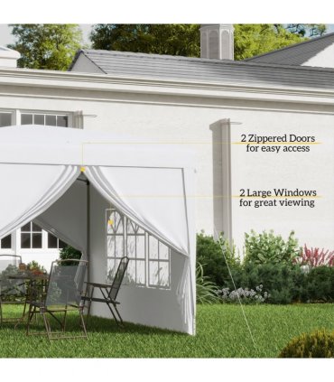 Outsunny 3mx3m Pop Up Gazebo Party Tent Canopy Marquee with Storage Bag White