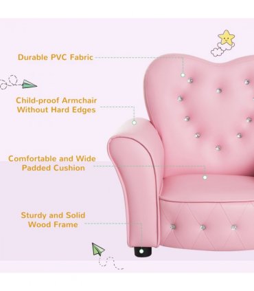 Kids Toddler Sofa Children Armchair Seating Chair Relax Girl Princess Pink