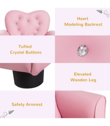 Kids Toddler Sofa Children Armchair Seating Chair Relax Girl Princess Pink