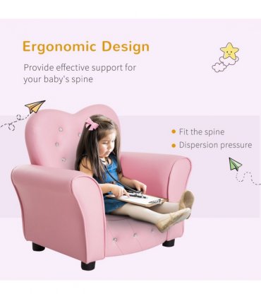 Kids Toddler Sofa Children Armchair Seating Chair Relax Girl Princess Pink