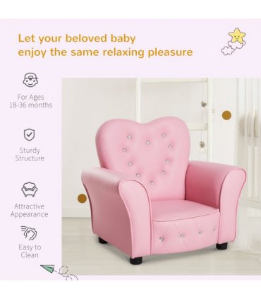 Kids Toddler Sofa Children Armchair Seating Chair Relax Girl Princess Pink
