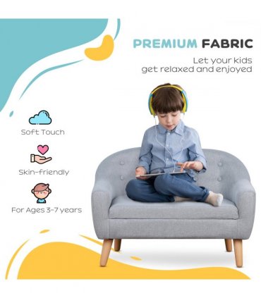 Kids Mini Sofa Children Armchair Seating Chair Bedroom Playroom Furniture Grey