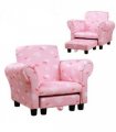 Cute Cloud Star Kids Children Armchair Mini Seat Wood w/ Footrest Padding Pink