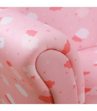 Cute Cloud Star Kids Children Armchair Mini Seat Wood w/ Footrest Padding Pink
