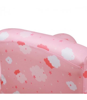 Cute Cloud Star Kids Children Armchair Mini Seat Wood w/ Footrest Padding Pink