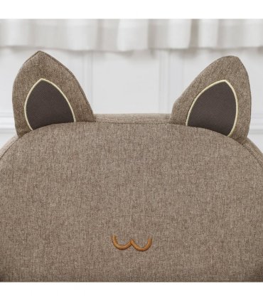 Kids Mini Sofa Toddler Chair Brown Linen Eucalyptus Wood Sponge 60x42x50cm