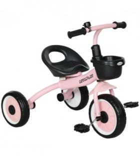 Kids Trike, Tricycle with Adjustable Seat, Basket, Bell for Ages 2-5 Years Pink