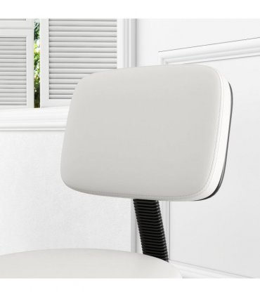 Swivel Salon Chair - Adjustable Height 43-55cm - Padded Seat Back 5 Wheels White