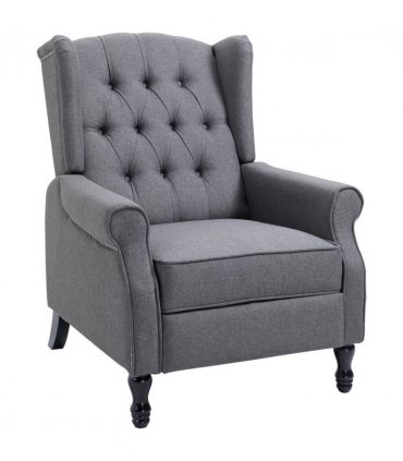 Recliner Armchair for Living Room Fabric Reclining Chair w/ Footrest Light Grey