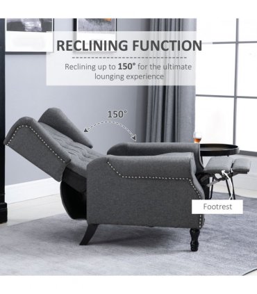 Recliner Armchair for Living Room Fabric Reclining Chair w/ Footrest Light Grey