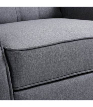 Recliner Armchair for Living Room Fabric Reclining Chair w/ Footrest Light Grey