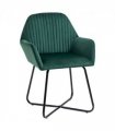 Modern Accent Chair Velvet-Feel Upholstered Lounge Armchair Metal Base Green