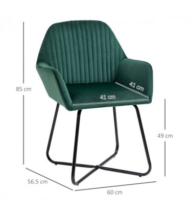 Modern Accent Chair Velvet-Feel Upholstered Lounge Armchair Metal Base Green