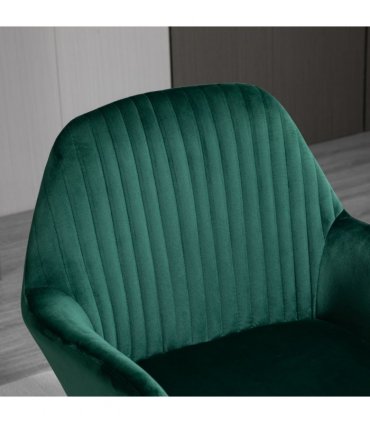 Modern Accent Chair Velvet-Feel Upholstered Lounge Armchair Metal Base Green