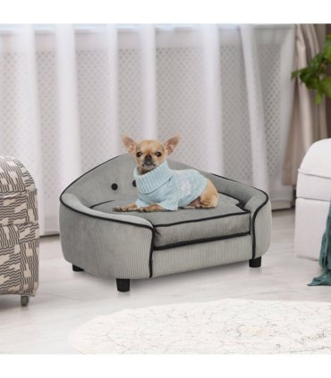 Dog Sofa Bed Pet Chair w/ Sponge Padded Cushion for XS and S Size Dogs - Grey