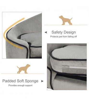 Dog Sofa Bed Pet Chair w/ Sponge Padded Cushion for XS and S Size Dogs - Grey