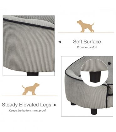 Dog Sofa Bed Pet Chair w/ Sponge Padded Cushion for XS and S Size Dogs - Grey