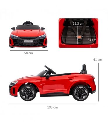 Audi RS e-tron GT Licensed 12V Kids Electric Car W/ Remote Horn Music, Red