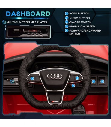 Audi RS e-tron GT Licensed 12V Kids Electric Car W/ Remote Horn Music, Red