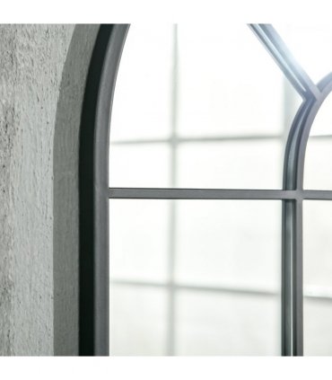 HOMCOM Modern Arched Window Wall Mirror for Living Room Bedroom, 91x60cm, Black