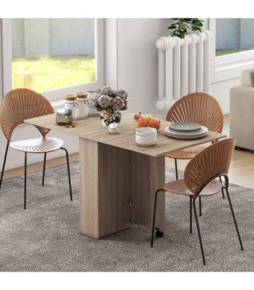 Mobile Drop Leaf Table Kitchen Table Extendable Dining Table w/ Shelves, Wheels