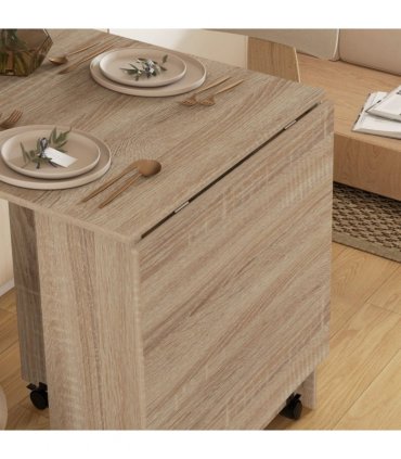 Mobile Drop Leaf Table Kitchen Table Extendable Dining Table w/ Shelves, Wheels