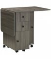 HOMCOM Folding Dining Table, Drop Leaf Table With Storage Drawers Grey
