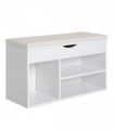 HOMCOM Wooden Shoes Cabinet Bench Hidden Storage Padded Seat Organiser White