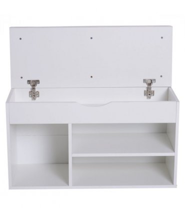 HOMCOM Wooden Shoes Cabinet Bench Hidden Storage Padded Seat Organiser White