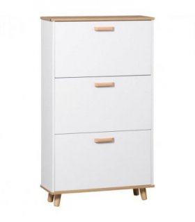 Shoe Storage Cabinet White Particle Board 70L x 23.5W x 122H cm Slimline Design
